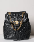Salvatore Ferragamo Black Gancini Quilted Leather Backpack