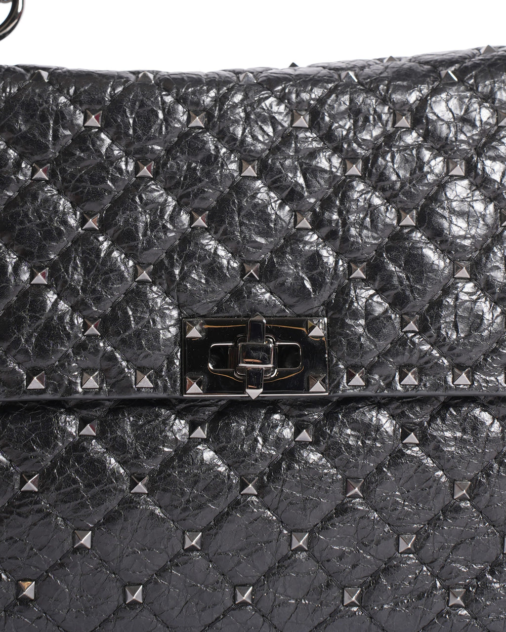 Valentino Garavani Black Quilted Rockstud Spike Medium Crossbody Bag