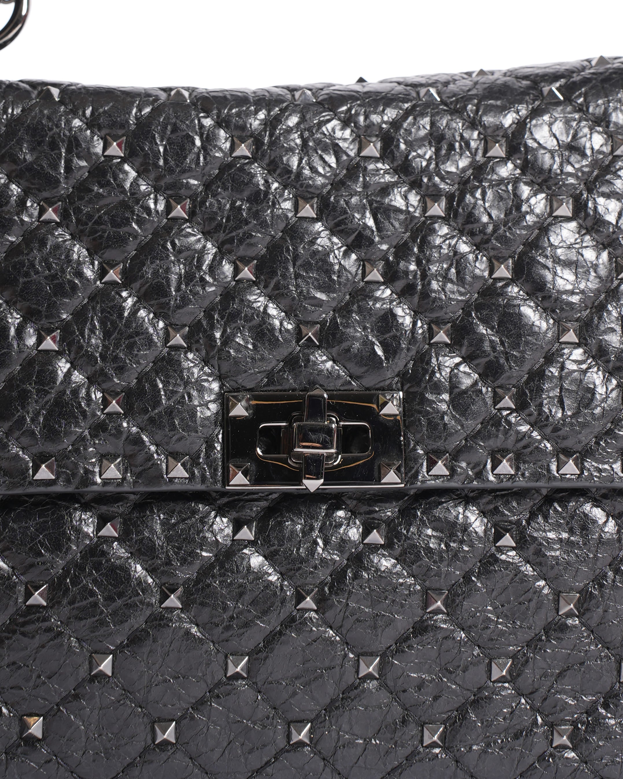 Valentino Garavani Black Quilted Rockstud Spike Medium Crossbody Bag