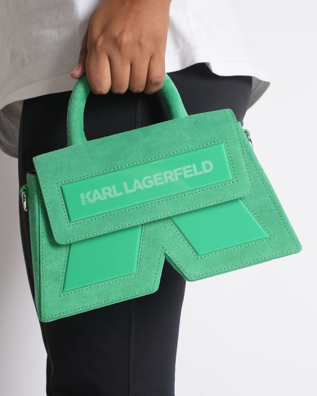 New Karl Lagerfeld Icon K Crossbody In Suede