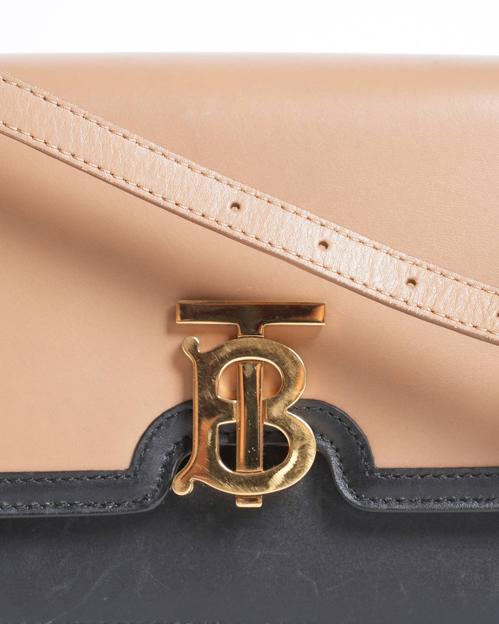 Burberry  TB Flap Crossbody Bag Leather Small Black, Neutral