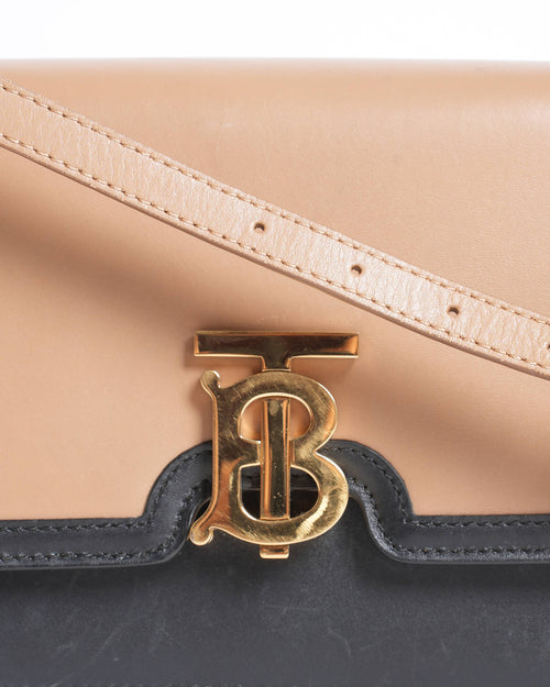 Burberry  TB Flap Crossbody Bag Leather Small Black, Neutral