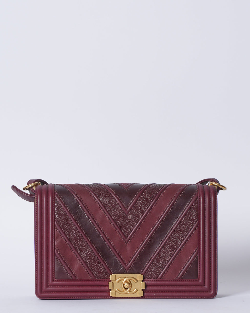 Chanel Chevron Boy Bag In Maroon