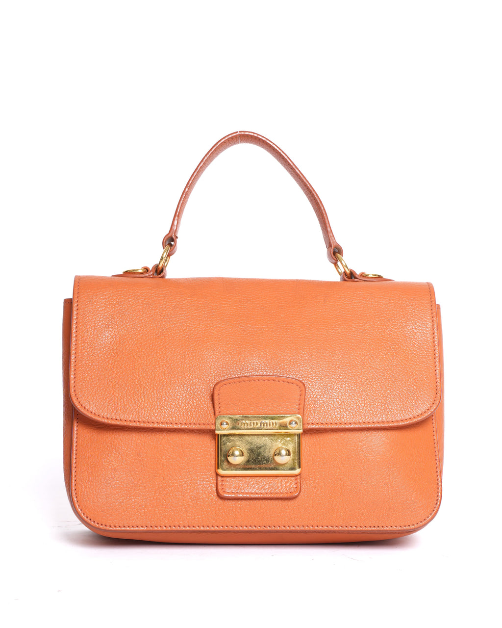 Miu Miu Orange Leather Madras Bag