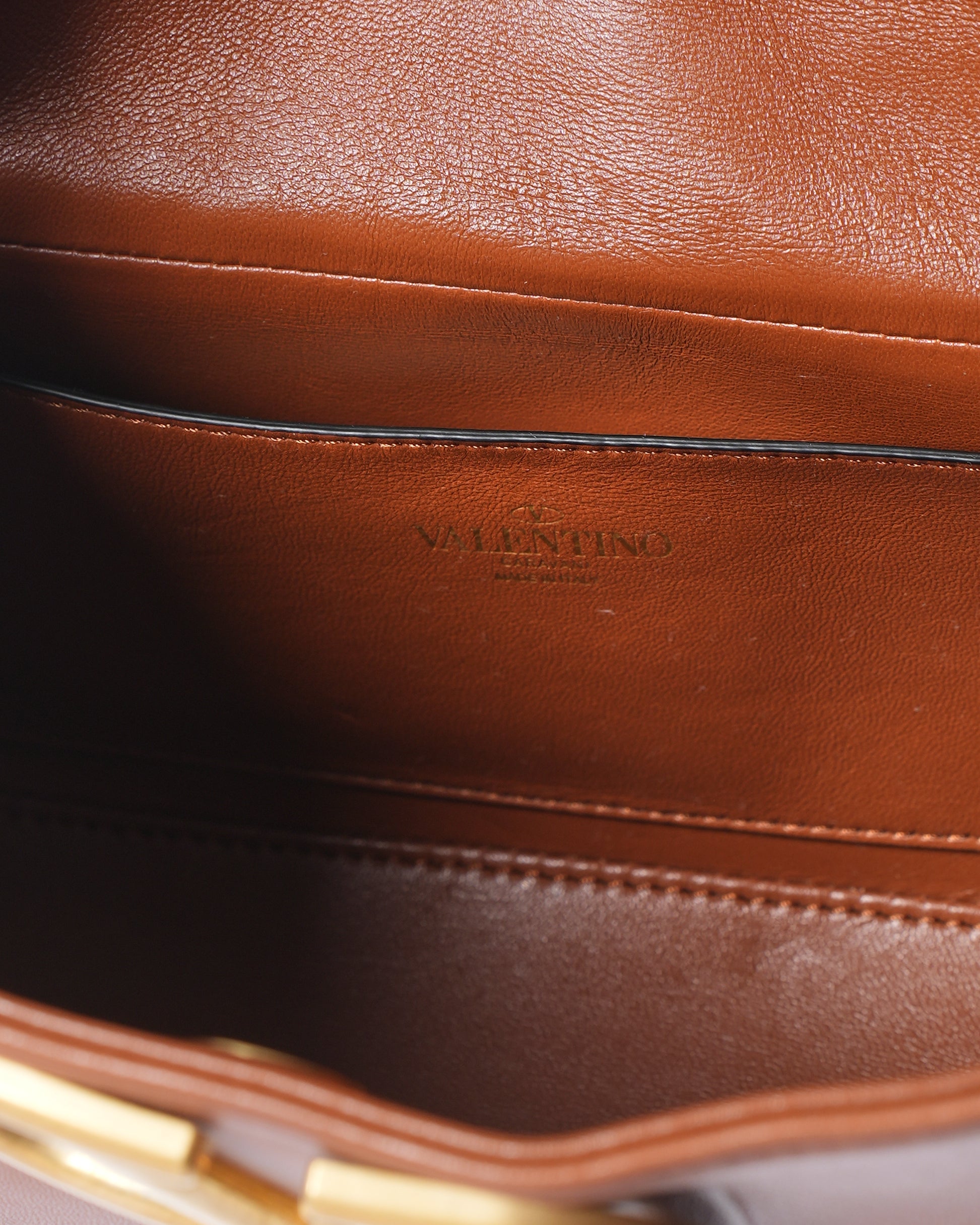Valentino Garavani V Logo Brown Handbag