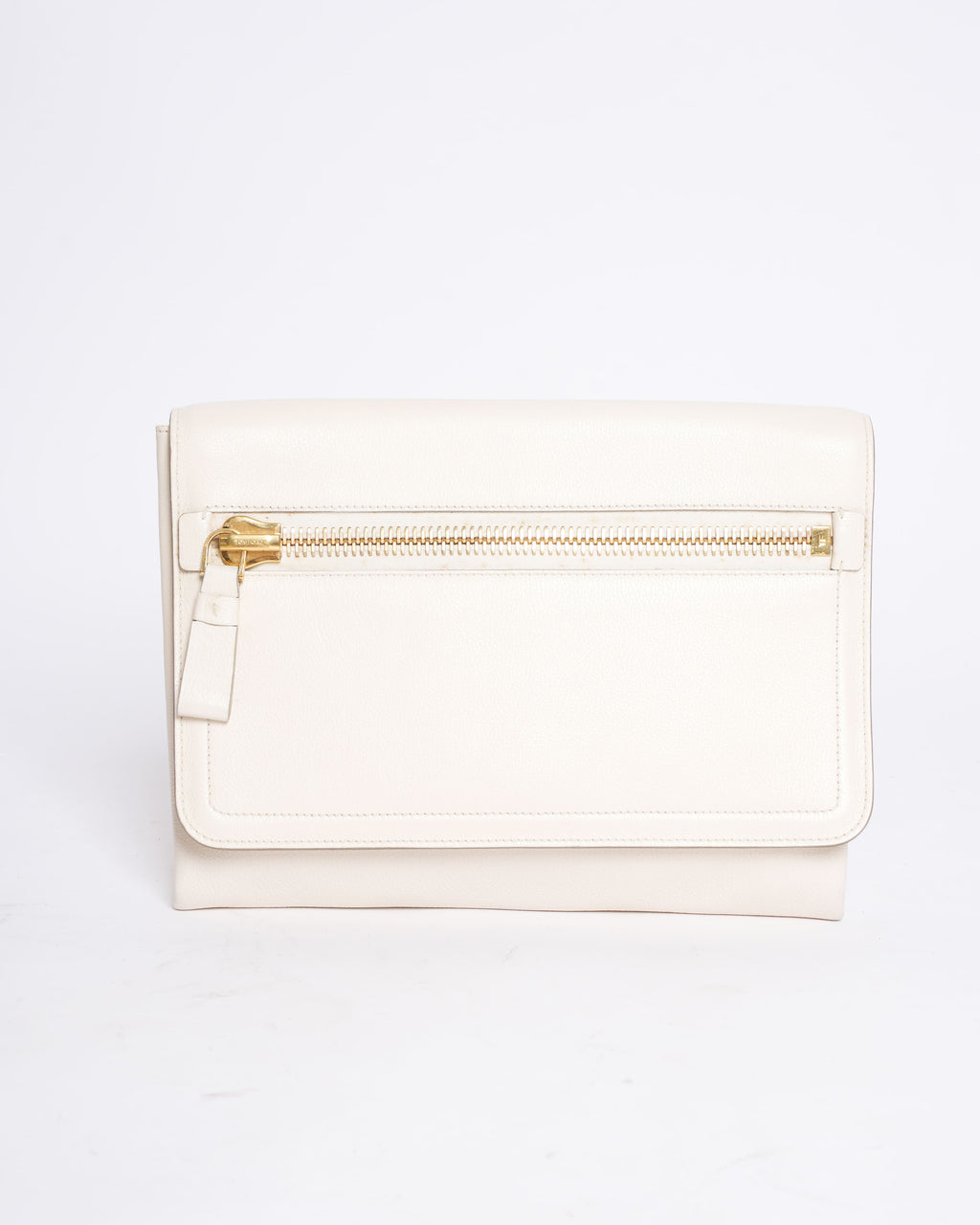 Tom Ford Off-White Zipper Hand Clutch Bag