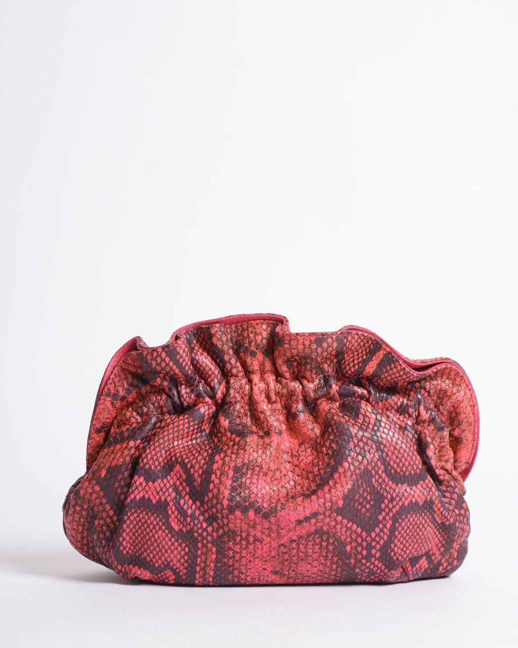 New Furla Ruffle Clutch In Embossed Python Clutch
