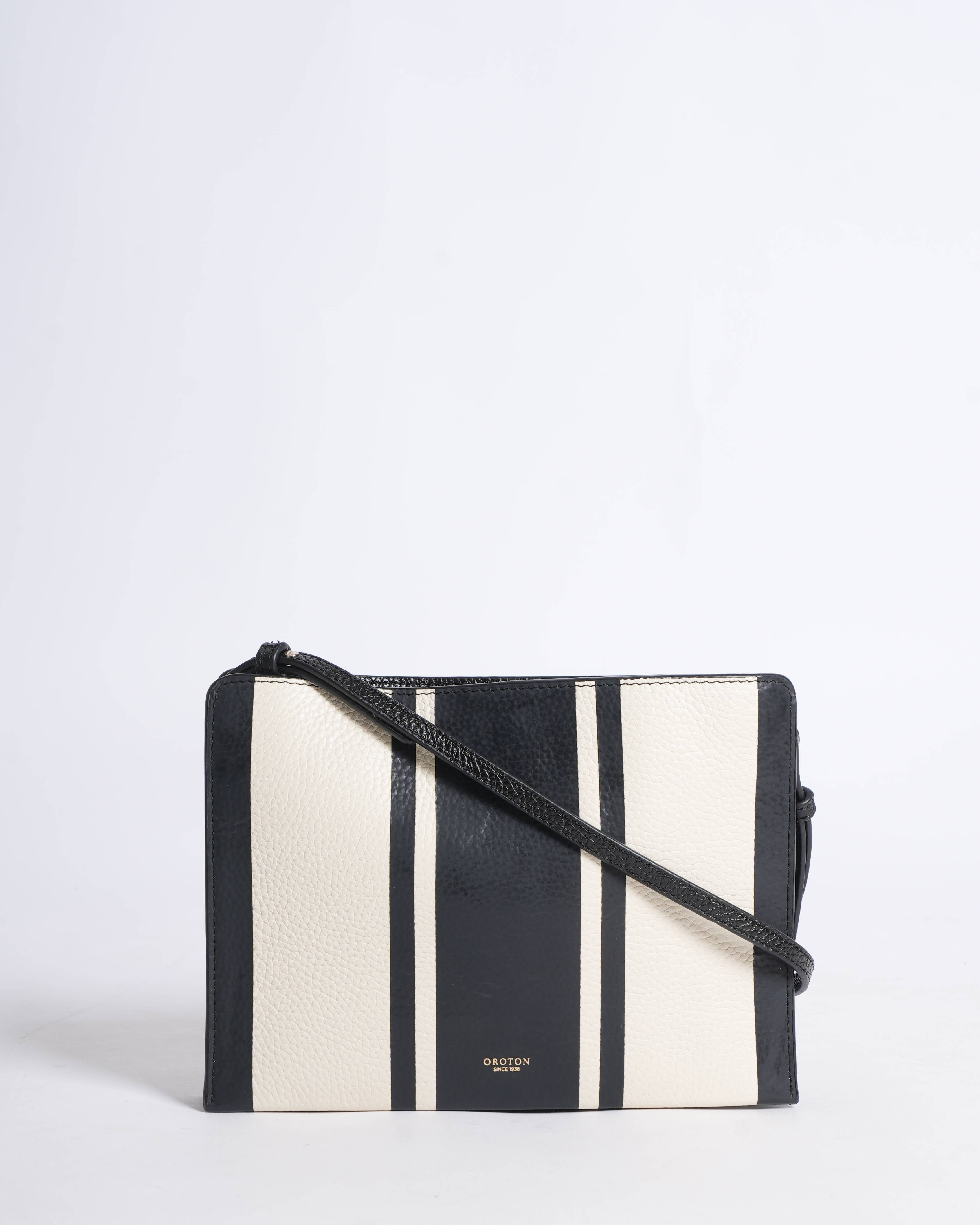 New Oroton Striped Leather Crossbody Bag