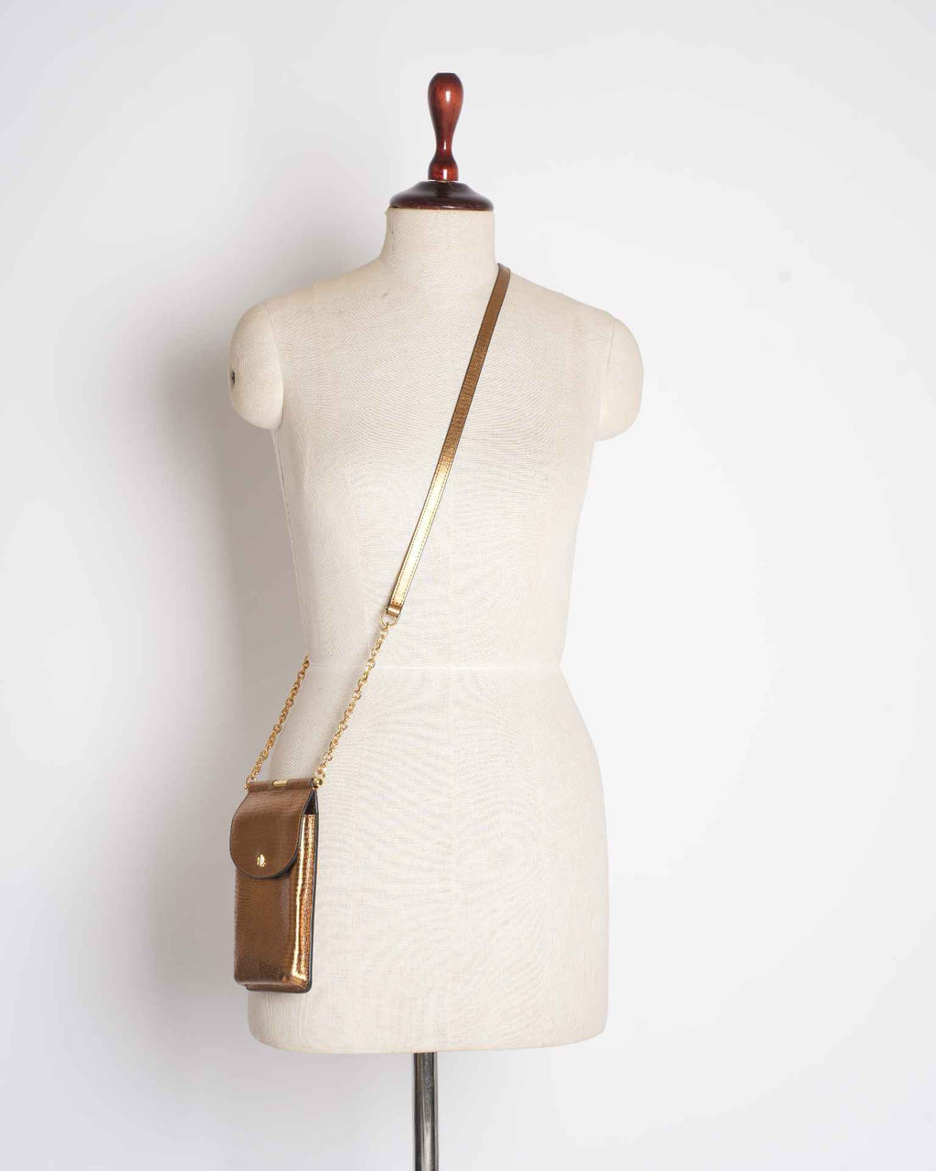 Ralph Lauren Gold  Animal-Embossed Phone Sling Crossbody