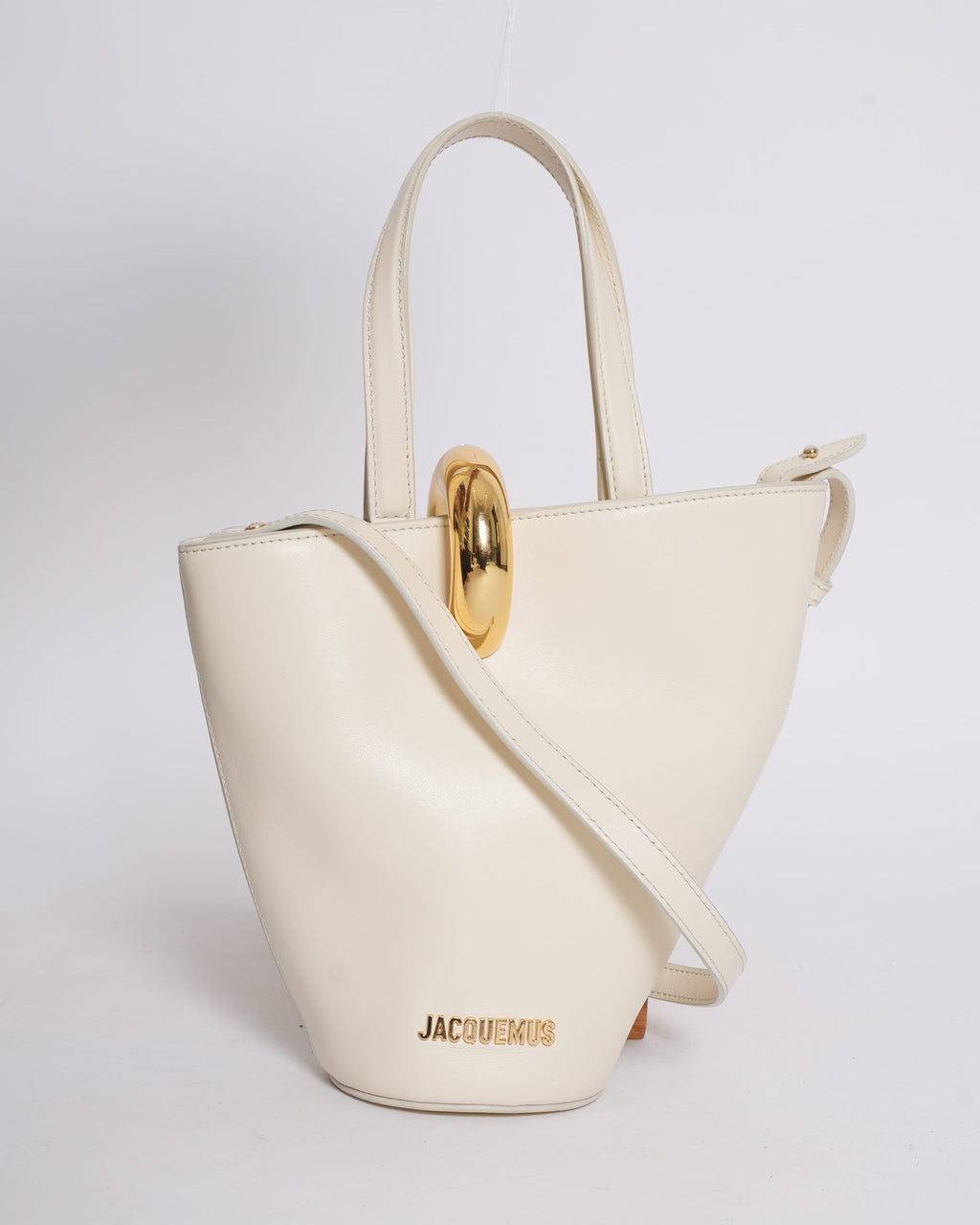 New Jacquemus Le Petit Bambola white leather bag