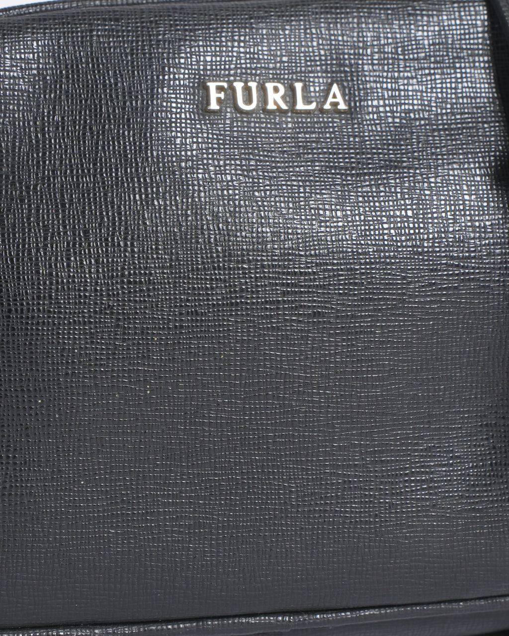 Furla black leather small crossbody bag