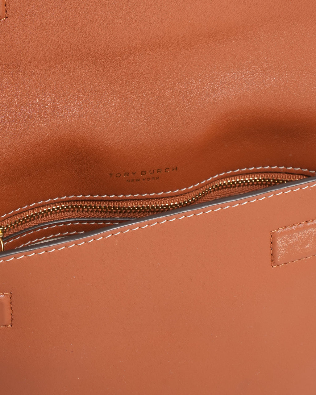 Tory Burch Camel Brown Miller Metal Leather Crossbody
