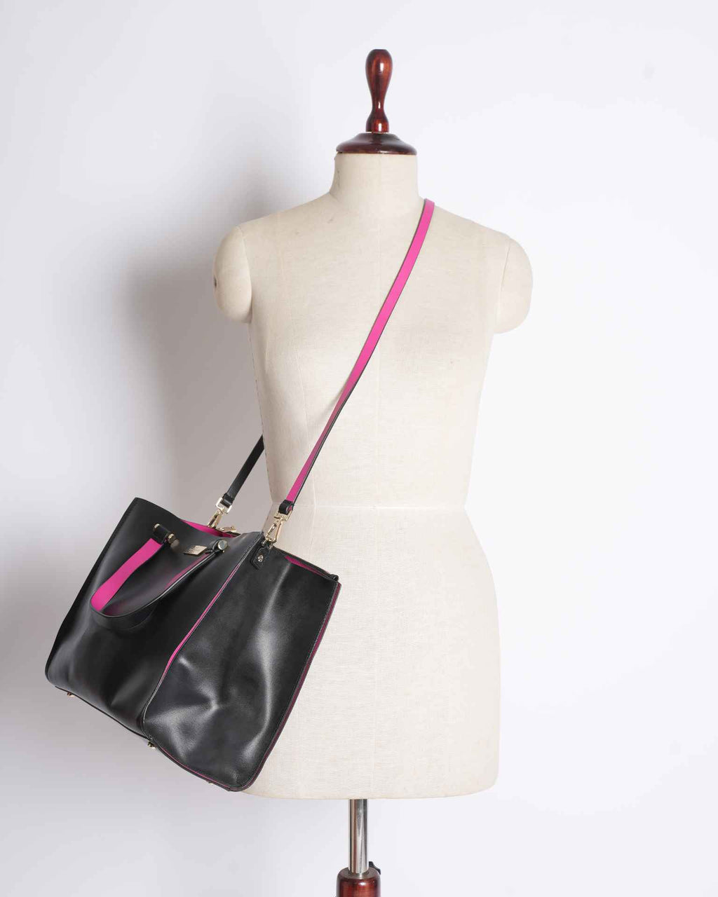 Kate Spade Top Handle Bag With Crossbody In Black With Pink Accent