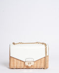 New MK Wicker Crossbody In White Flap