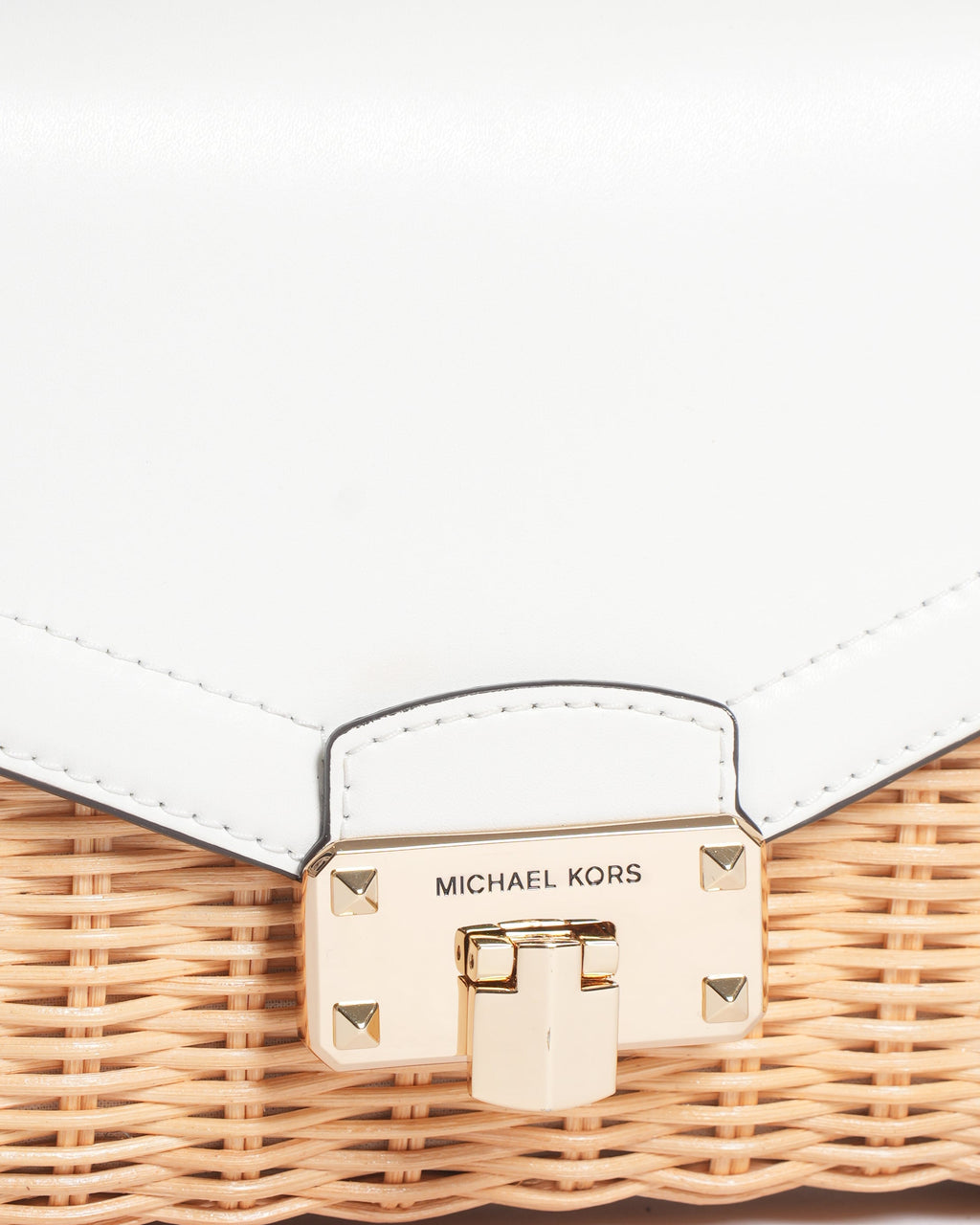 New MK Wicker Crossbody In White Flap