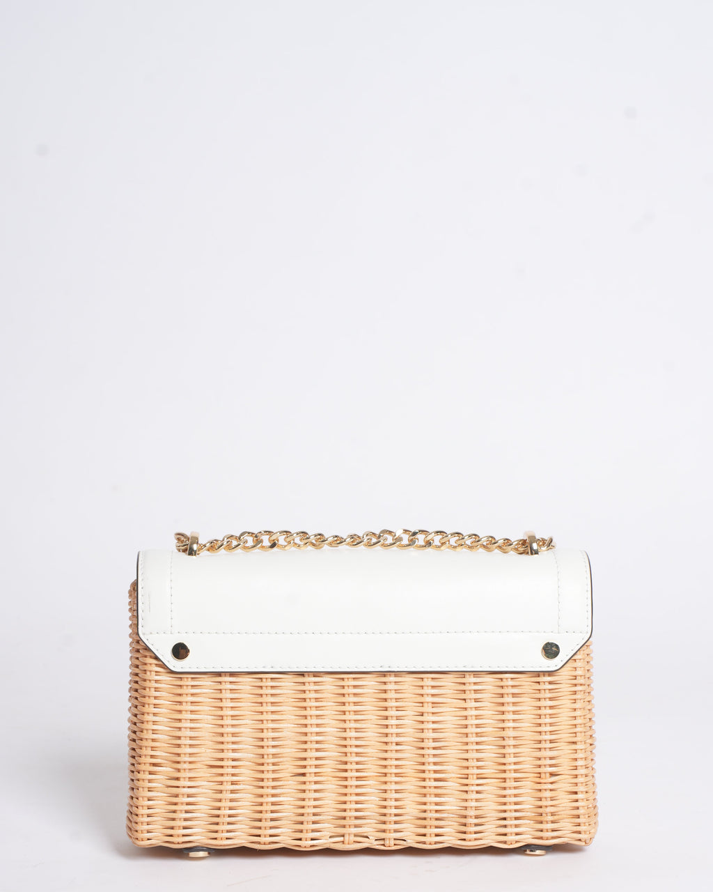 New MK Wicker Crossbody In White Flap