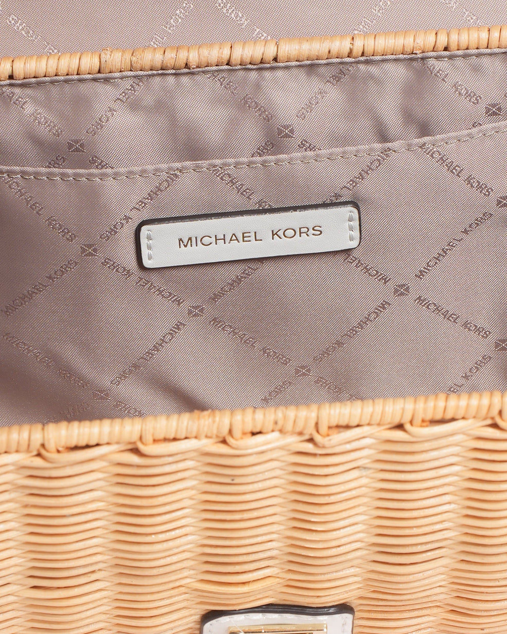 New MK Wicker Crossbody In White Flap