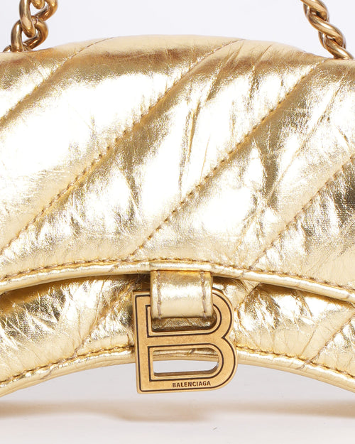Balenciaga Crush Gold-Tone Foil Shoulder Bag