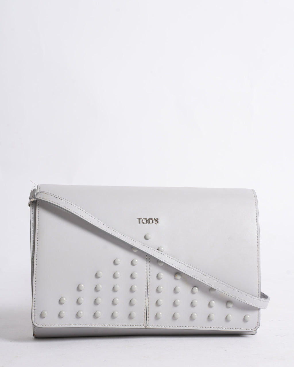 Tod’s Grey Studded Leather Crossbody Bag