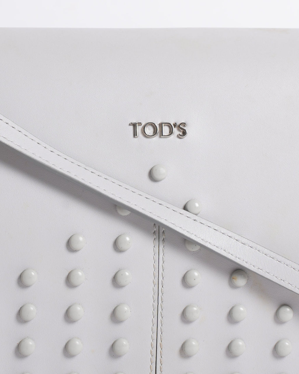 Tod’s Grey Studded Leather Crossbody Bag