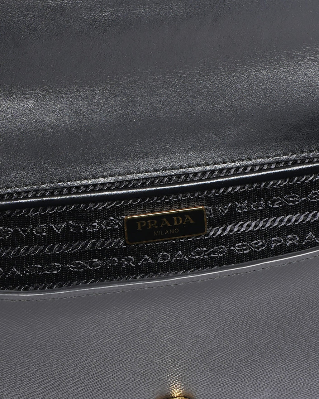 Prada Saffiano Leather Flap Chain Crossbody Bag in Black