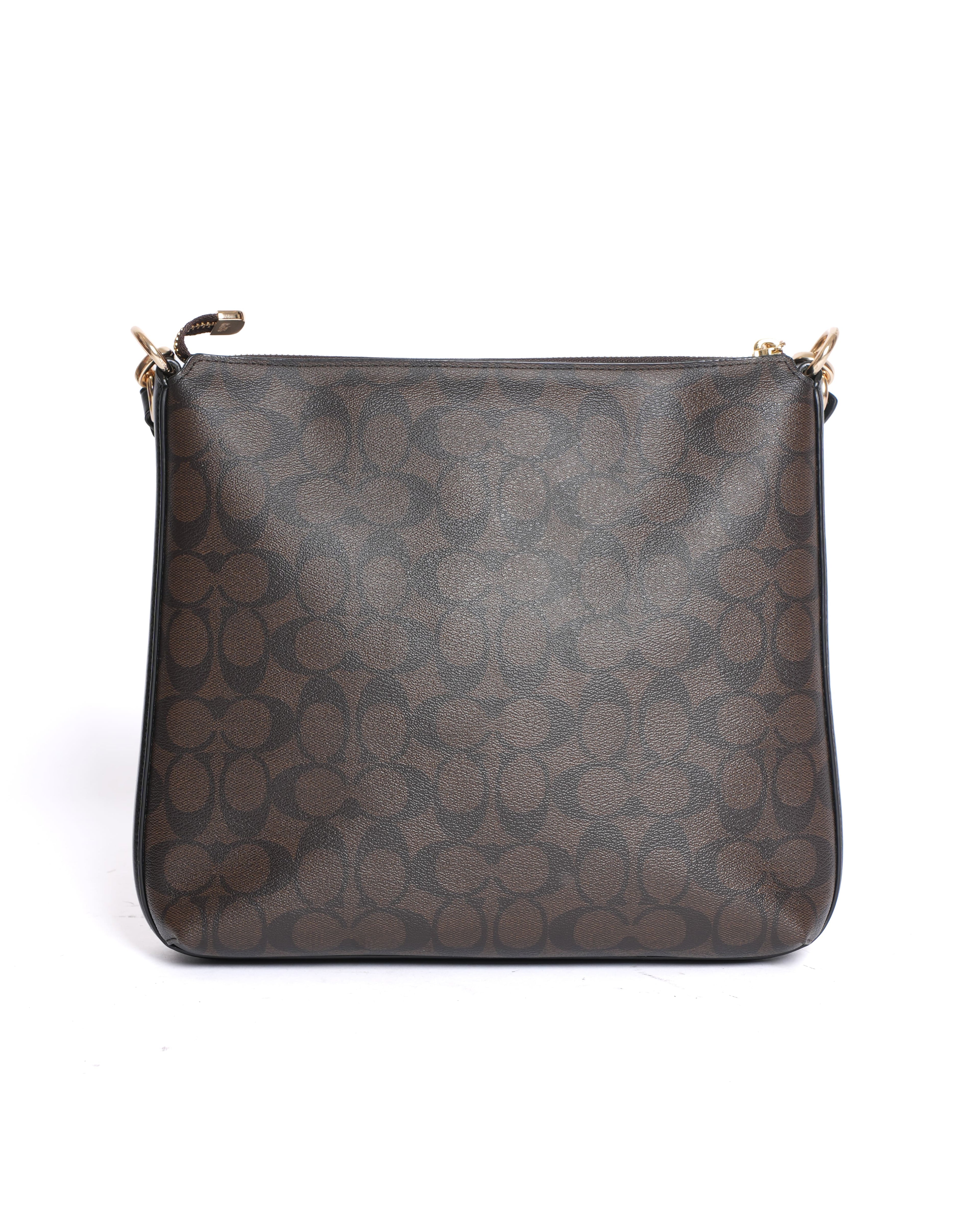 Coach Monogram Crossbody Messenger Bag in Brown