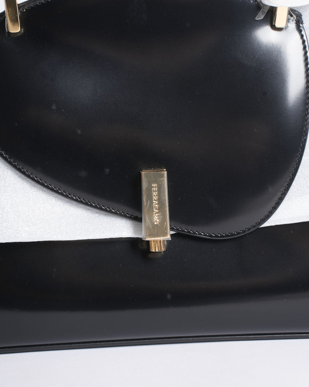 New Salvatore Ferragamo Geometric Small Top Handle Bag with Crossbody Strap