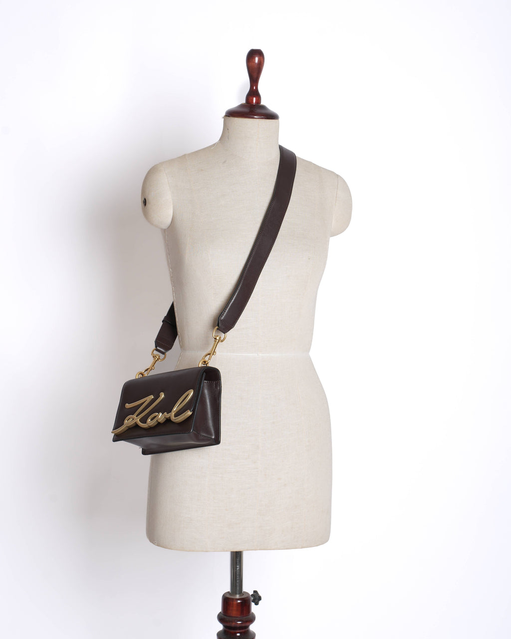 Karl lagerfeld brown leather crossbody bag