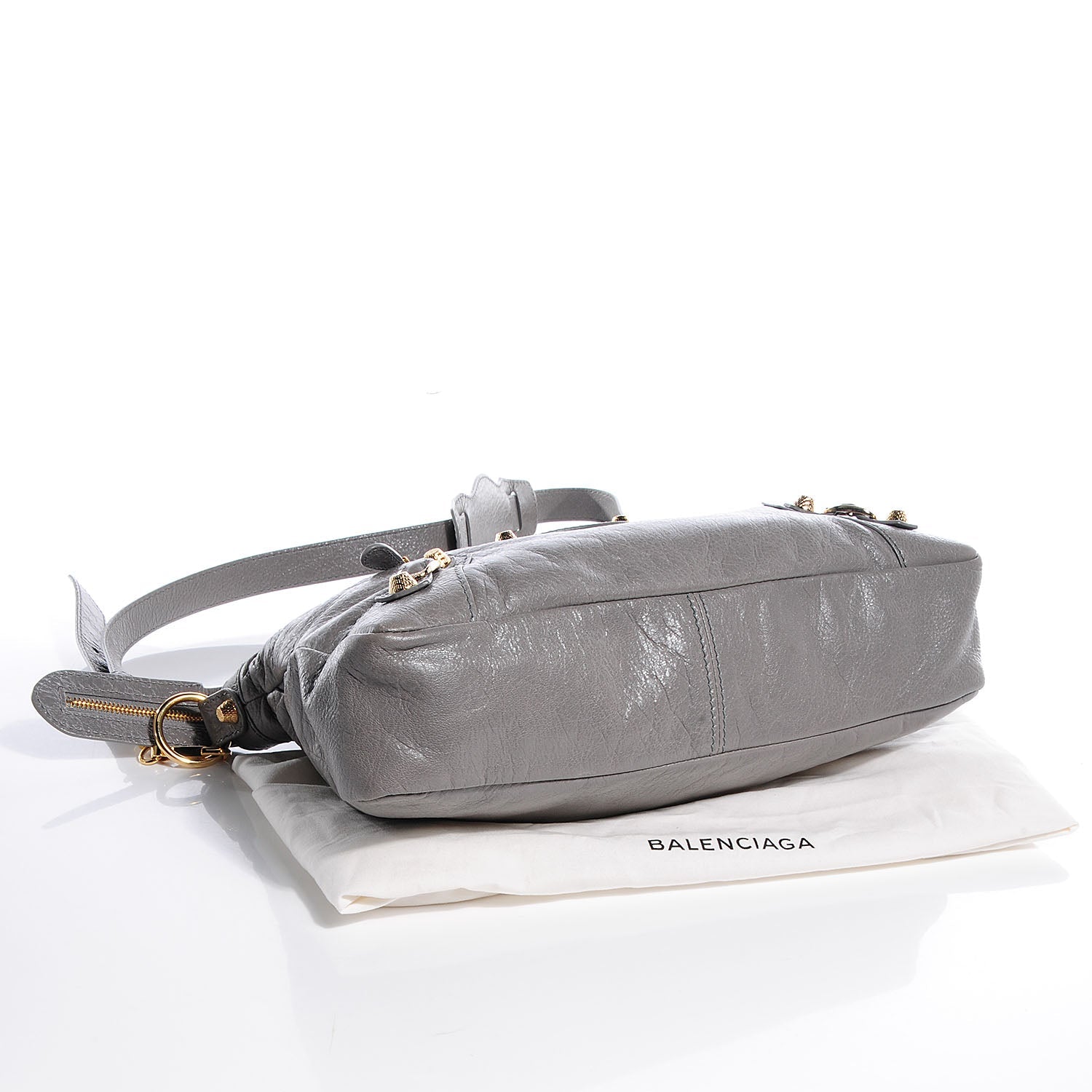 BALENCIAGA AGNEAU LAMBSKIN LEATHER  MEDIUM CITY TOWN GRIS PYRITE BAG