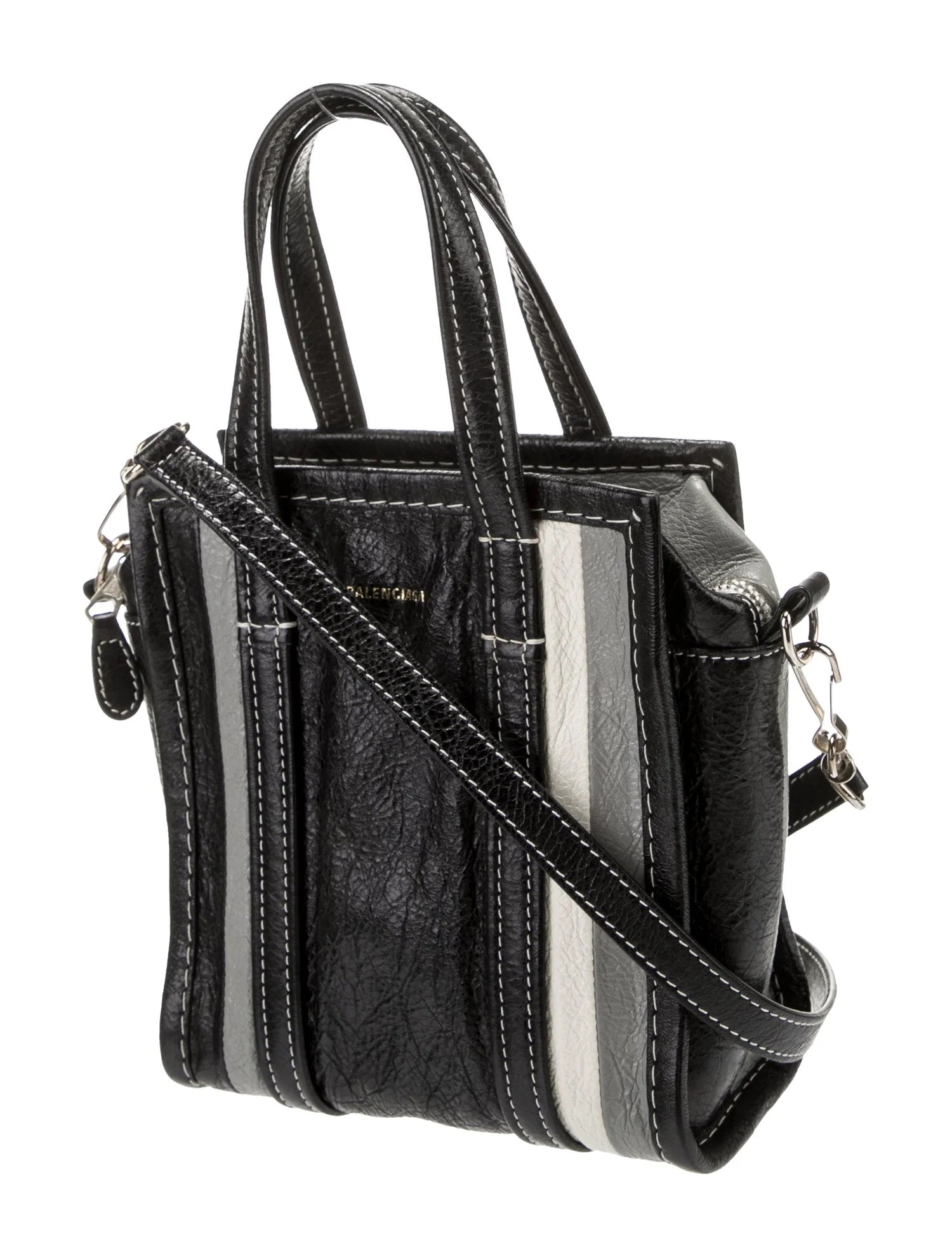BALENCIAGA BAZAR XXS 2WAY SHOPPER LEATHER TOTE BAG