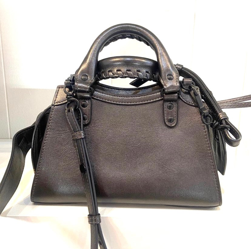 BALENCIAGA CALFSKIN LEATHER NEO MINI CITY BAG