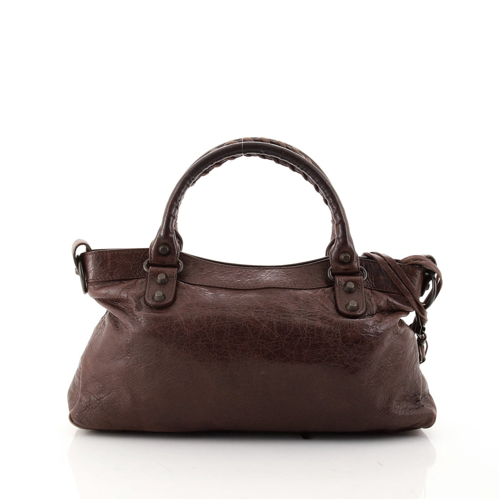 BALENCIAGA CHATAIGNE LAMBSKIN LEATHER MOTOCROSS FIRST BAG
