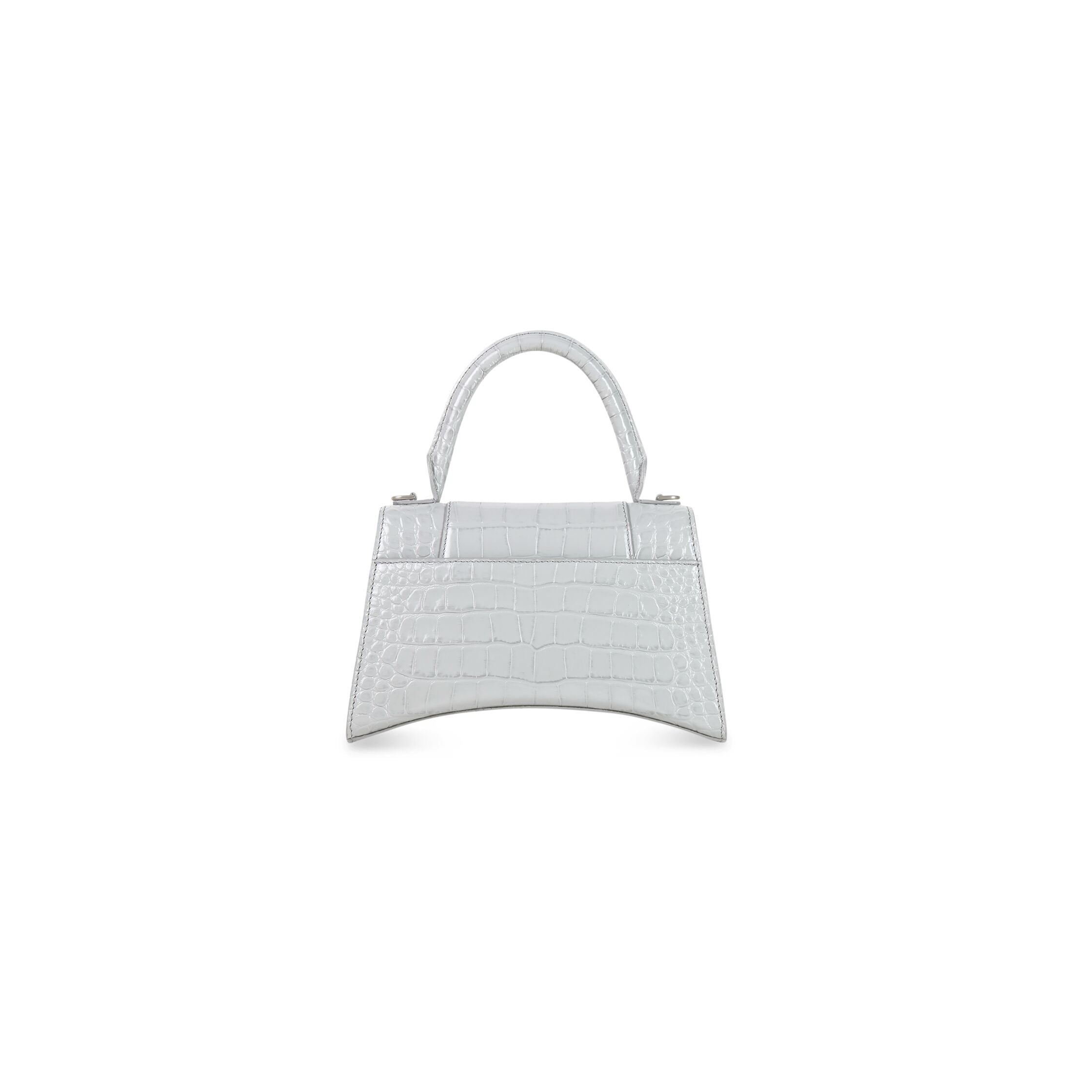 BALENCIAGA HOURGLASS SMALL HANDBAG CROCODILE EMBOSSED IN GREY