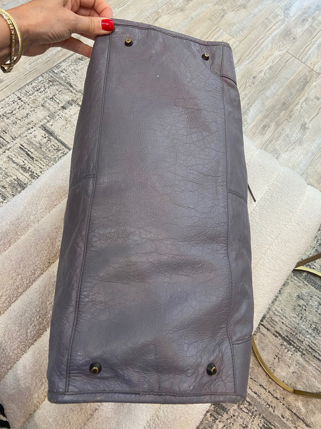 BALENCIAGA LAMBSKIN LEATHER JACINTHE GIANT 12 WORK BAG