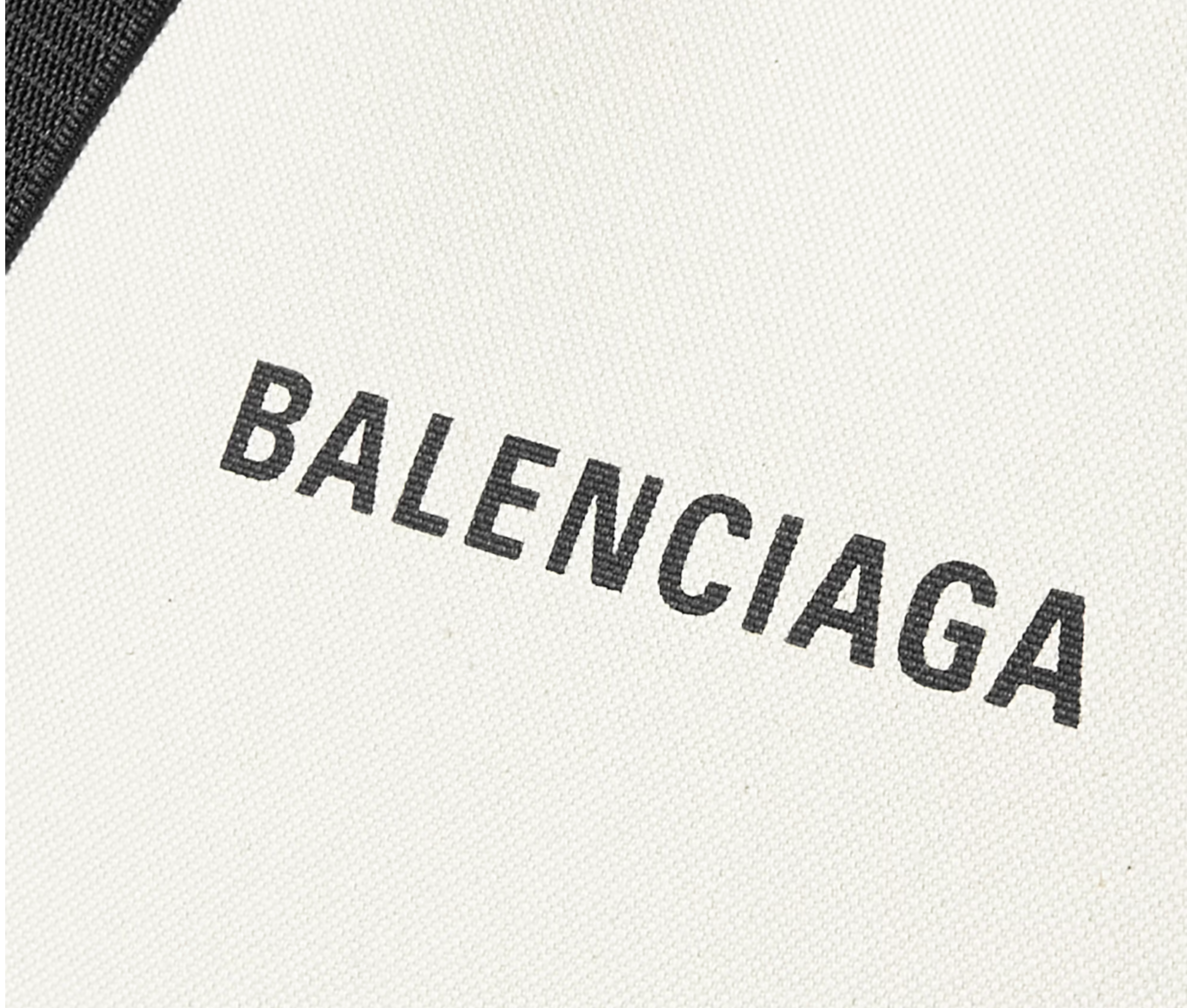 BALENCIAGA LEATHER TRIMMED TWO TONE CANVAS TOTE BAG