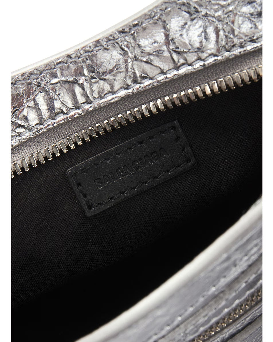 BALENCIAGA MINI NEO CAGOLE METALLIC LEATHER TOTE BAG