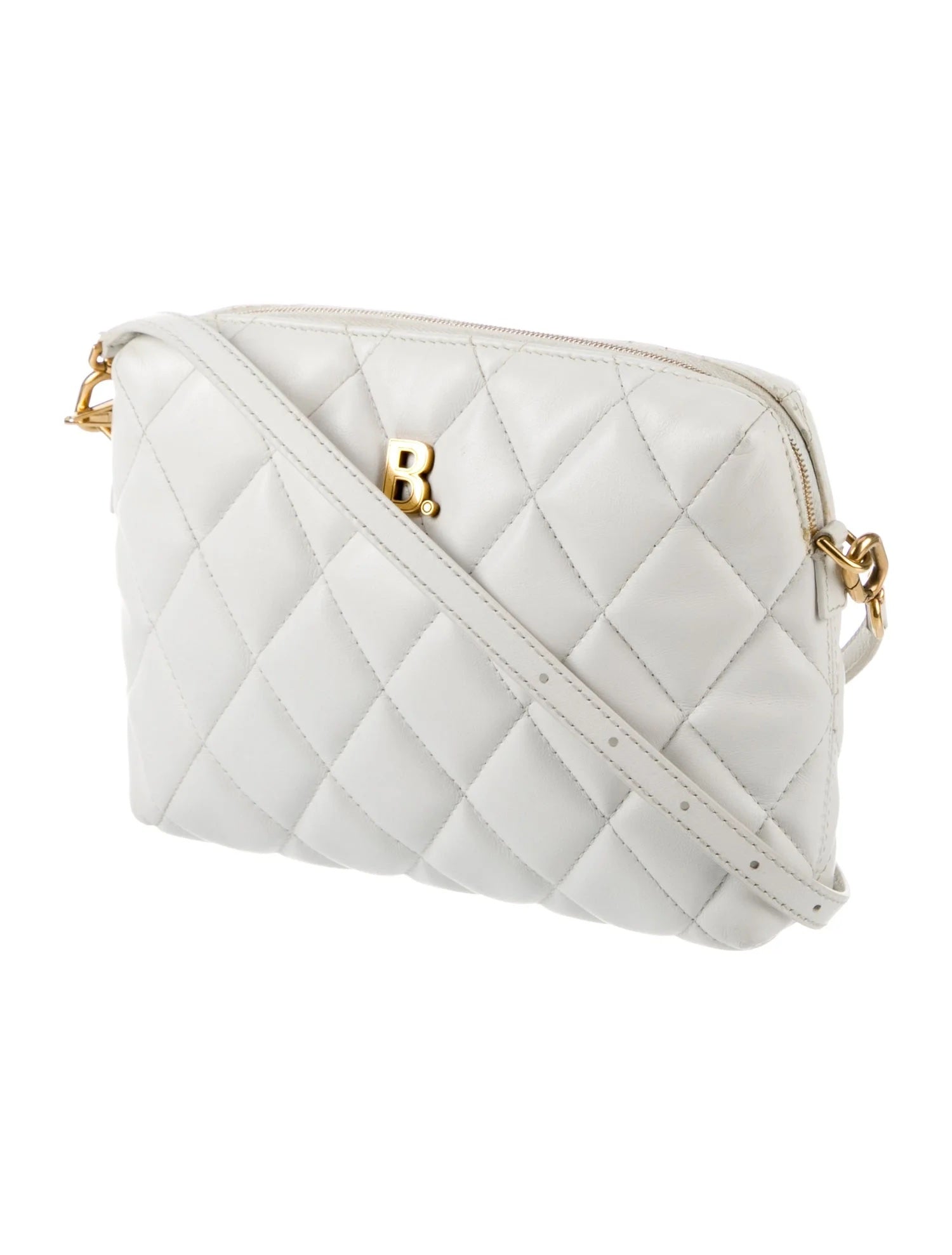 BALENCIAGA B QUILTED NAPPA LEATHER CAMERA CROSSBODY BAG