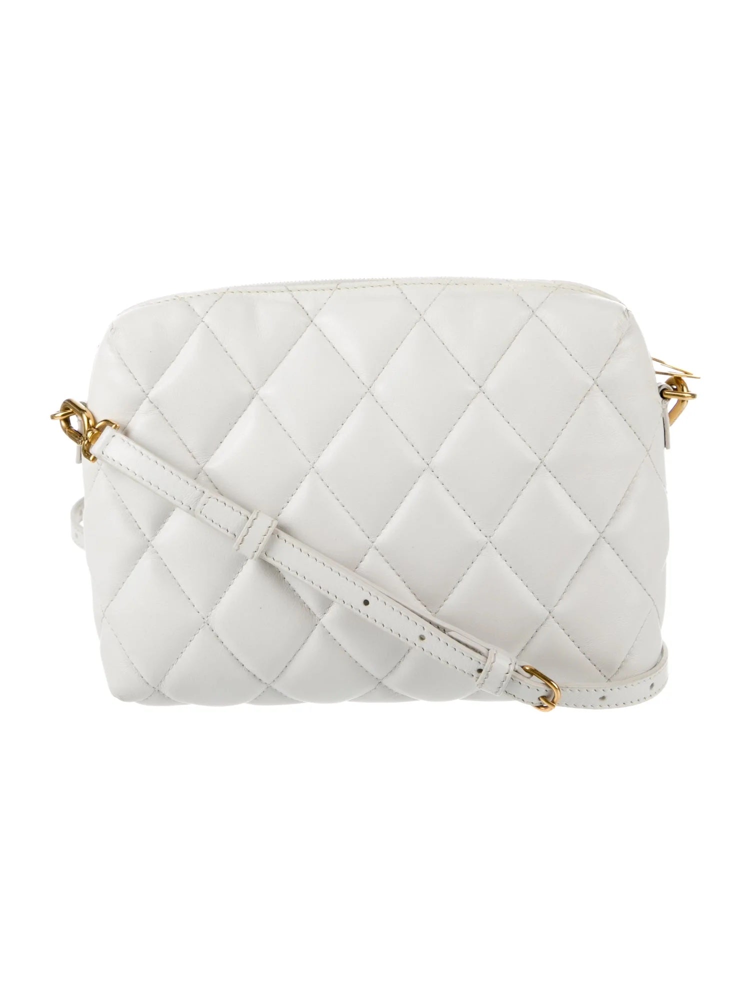 BALENCIAGA B QUILTED NAPPA LEATHER CAMERA CROSSBODY BAG