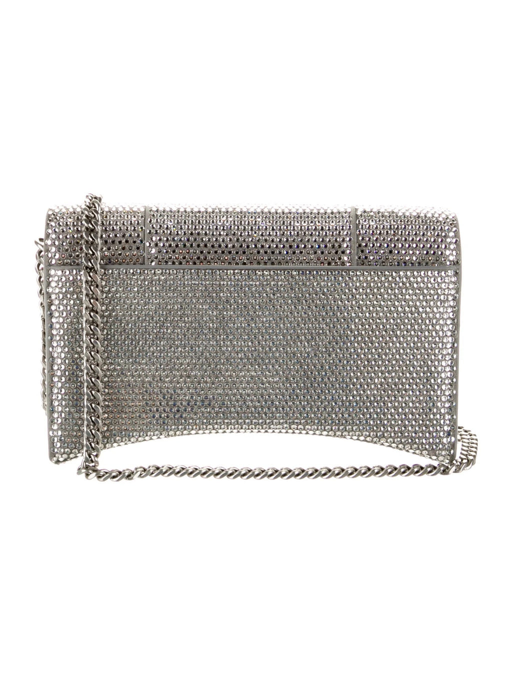 BALENCIAGA SILVER CRYSTAL HOURGLASS CROSSBODY BAG