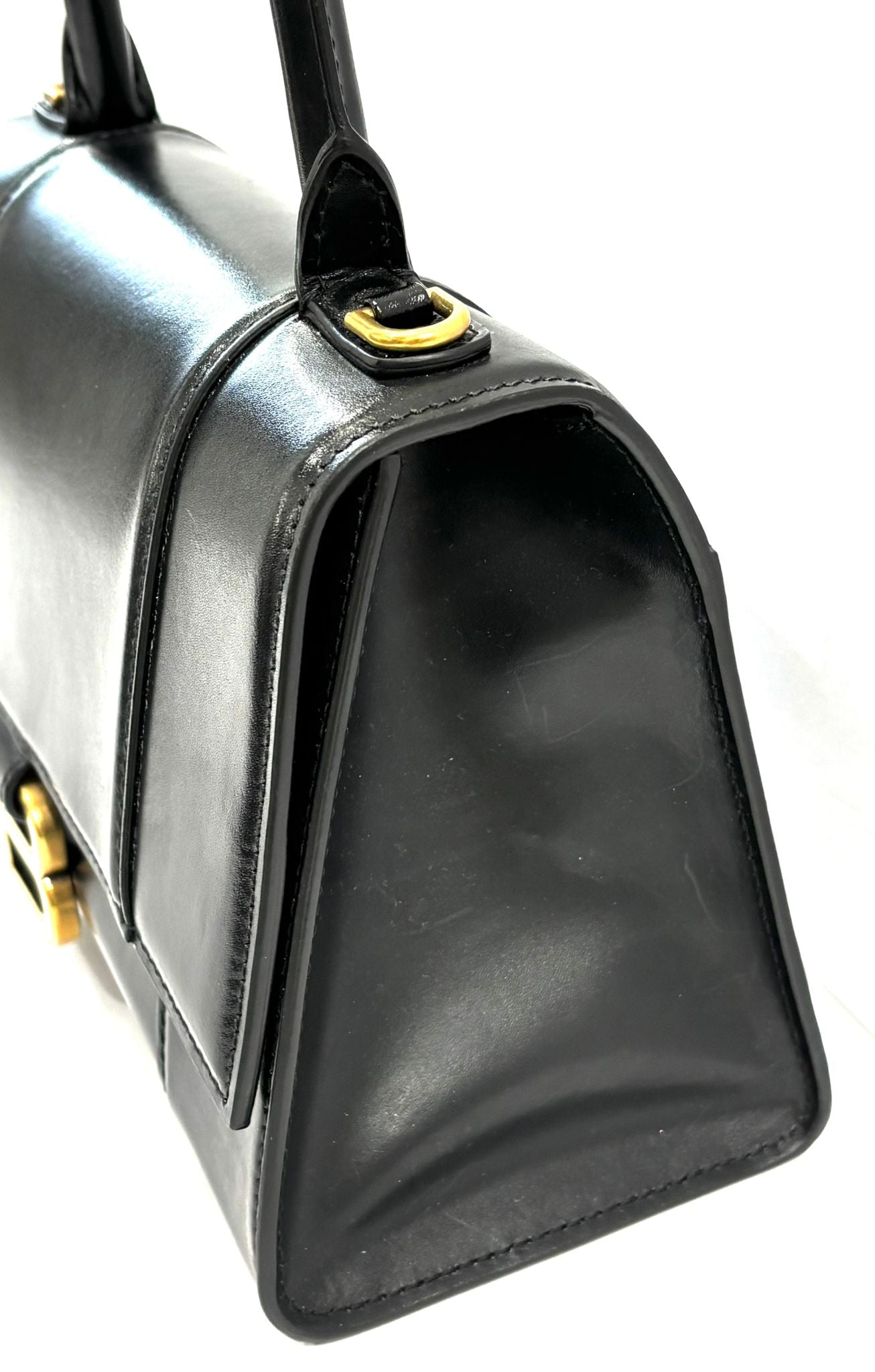 BALENCIAGA HOURGLASS SMALL BOX LEATHER TOP HANDLE BAG