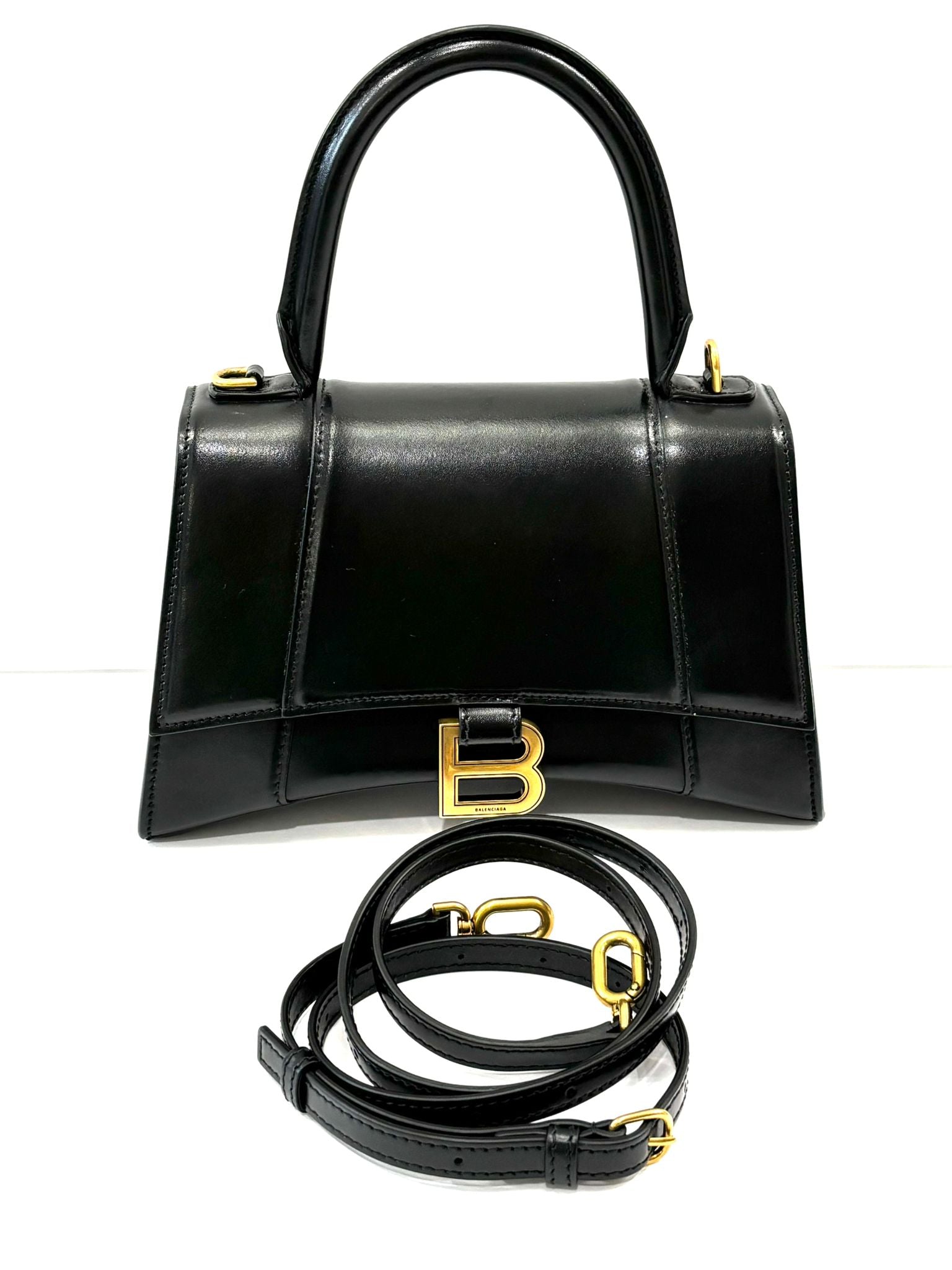 BALENCIAGA HOURGLASS SMALL BOX LEATHER TOP HANDLE BAG