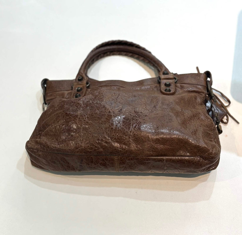 BALENCIAGA CHATAIGNE LAMBSKIN LEATHER MOTOCROSS FIRST BAG