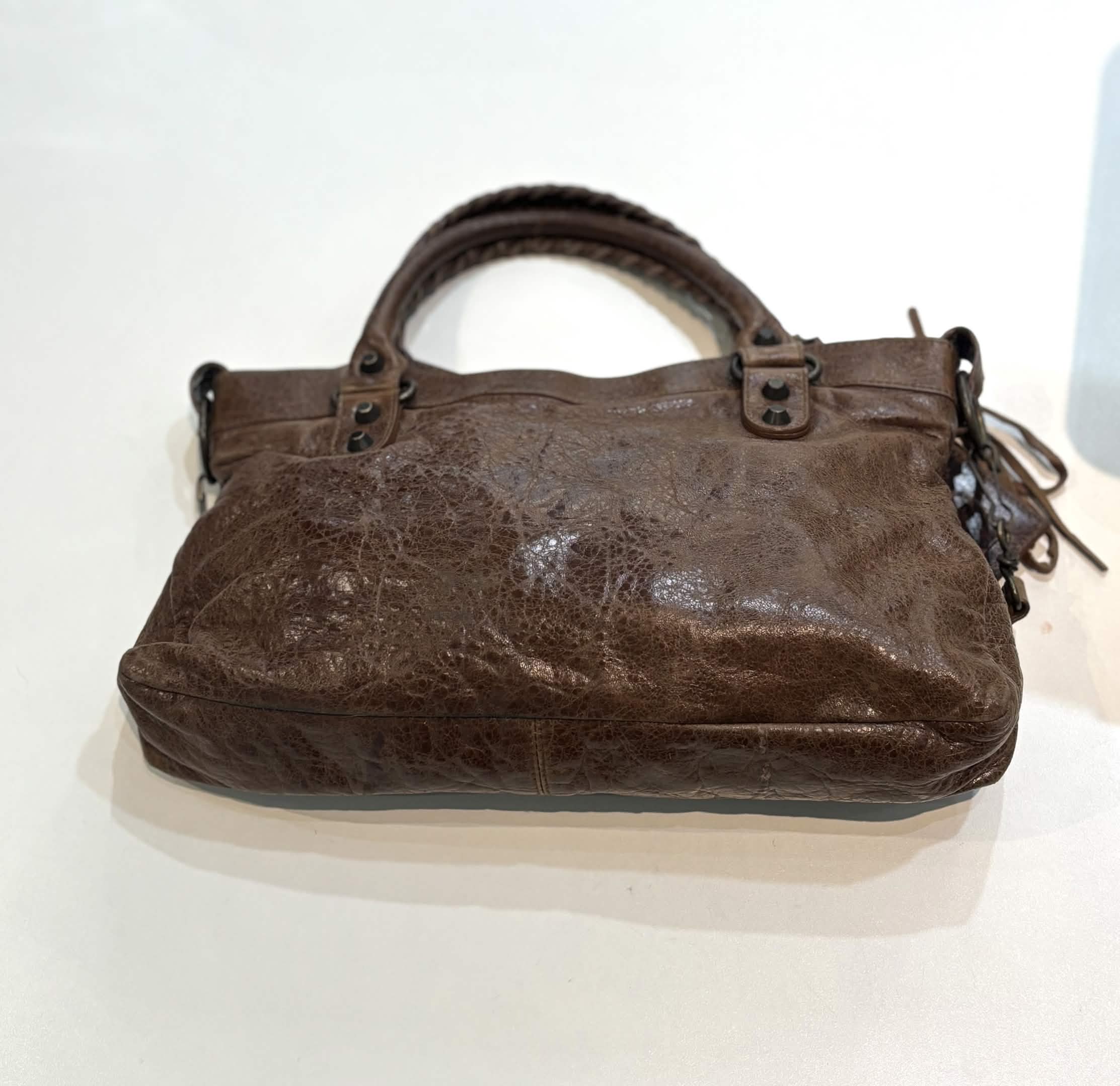 BALENCIAGA CHATAIGNE LAMBSKIN LEATHER MOTOCROSS FIRST BAG