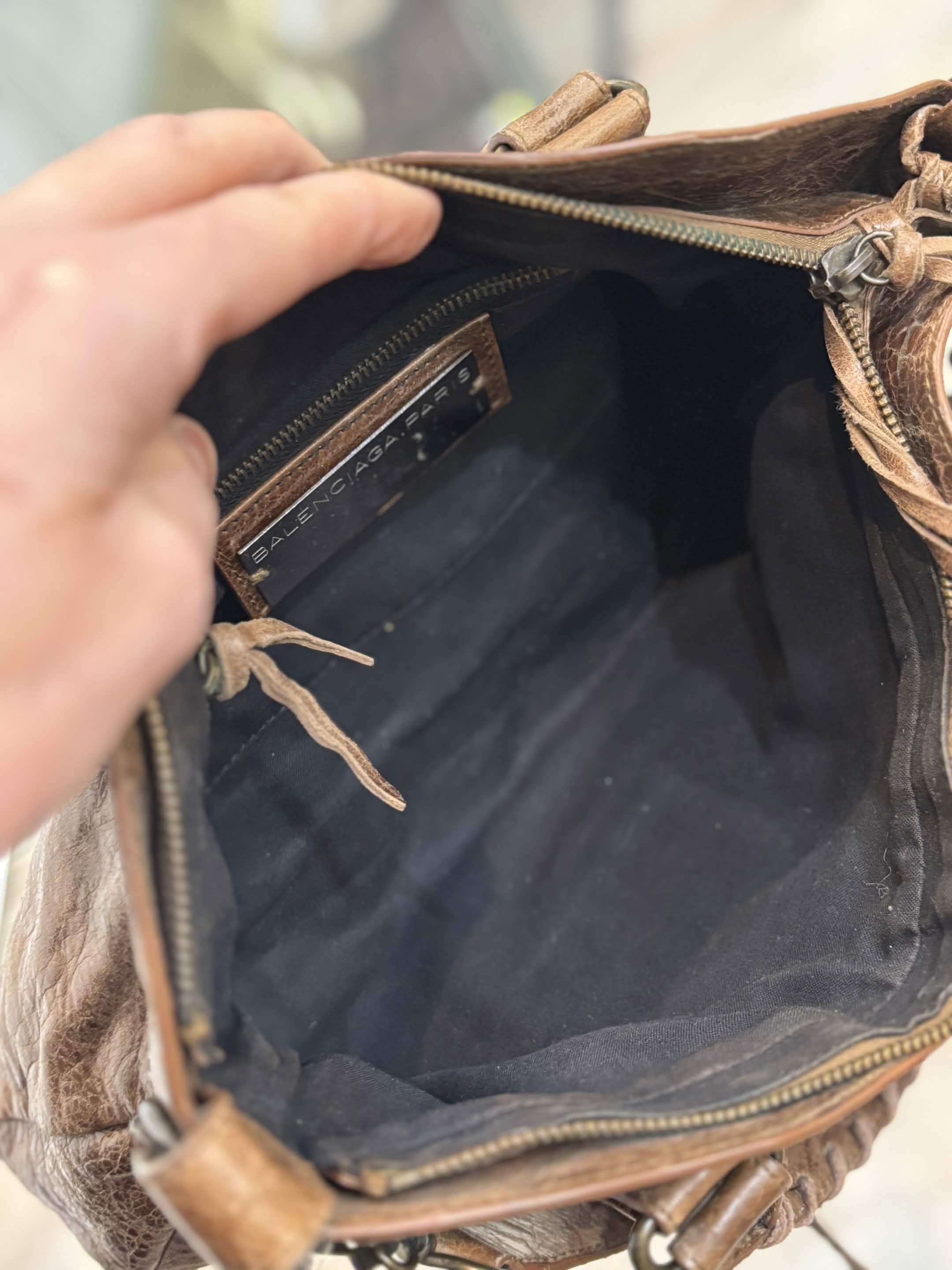 BALENCIAGA CHATAIGNE LAMBSKIN LEATHER MOTOCROSS FIRST BAG