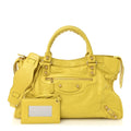 BALENCIAGA YELLOW LEATHER CITY HANDBAG