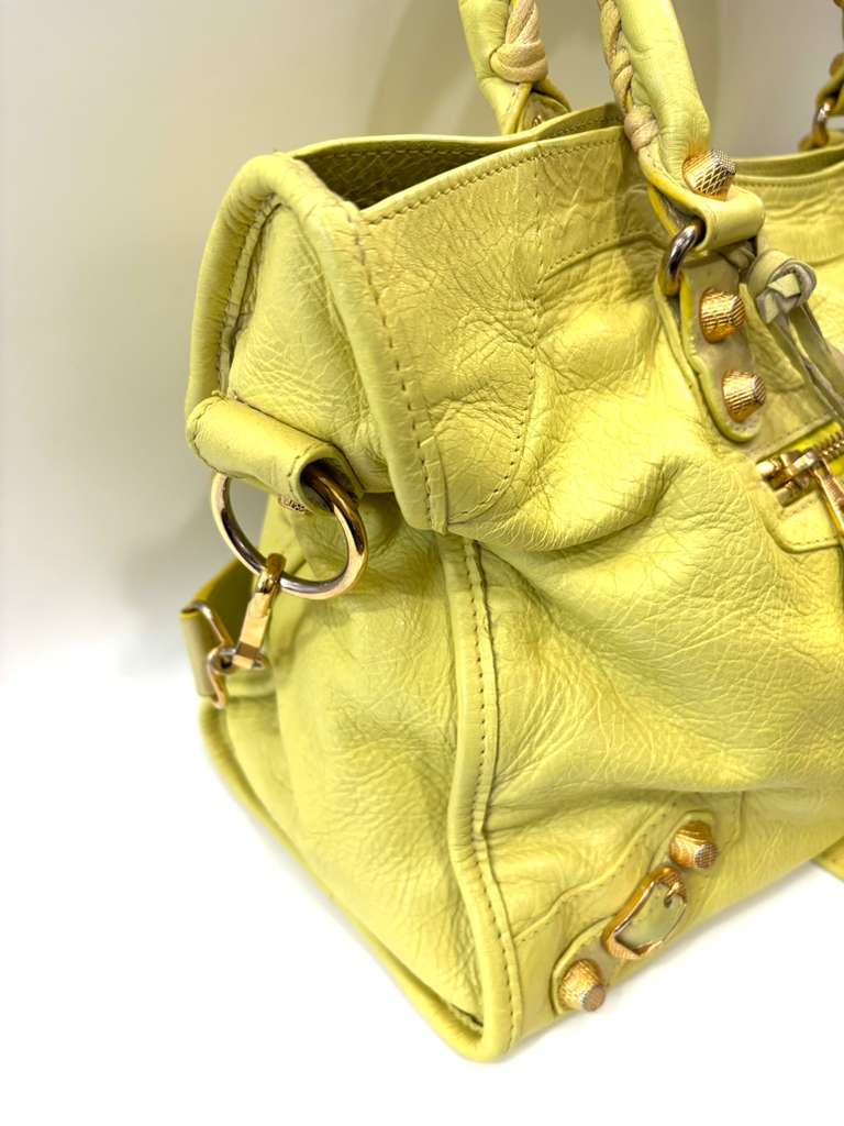 BALENCIAGA YELLOW LEATHER CITY HANDBAG
