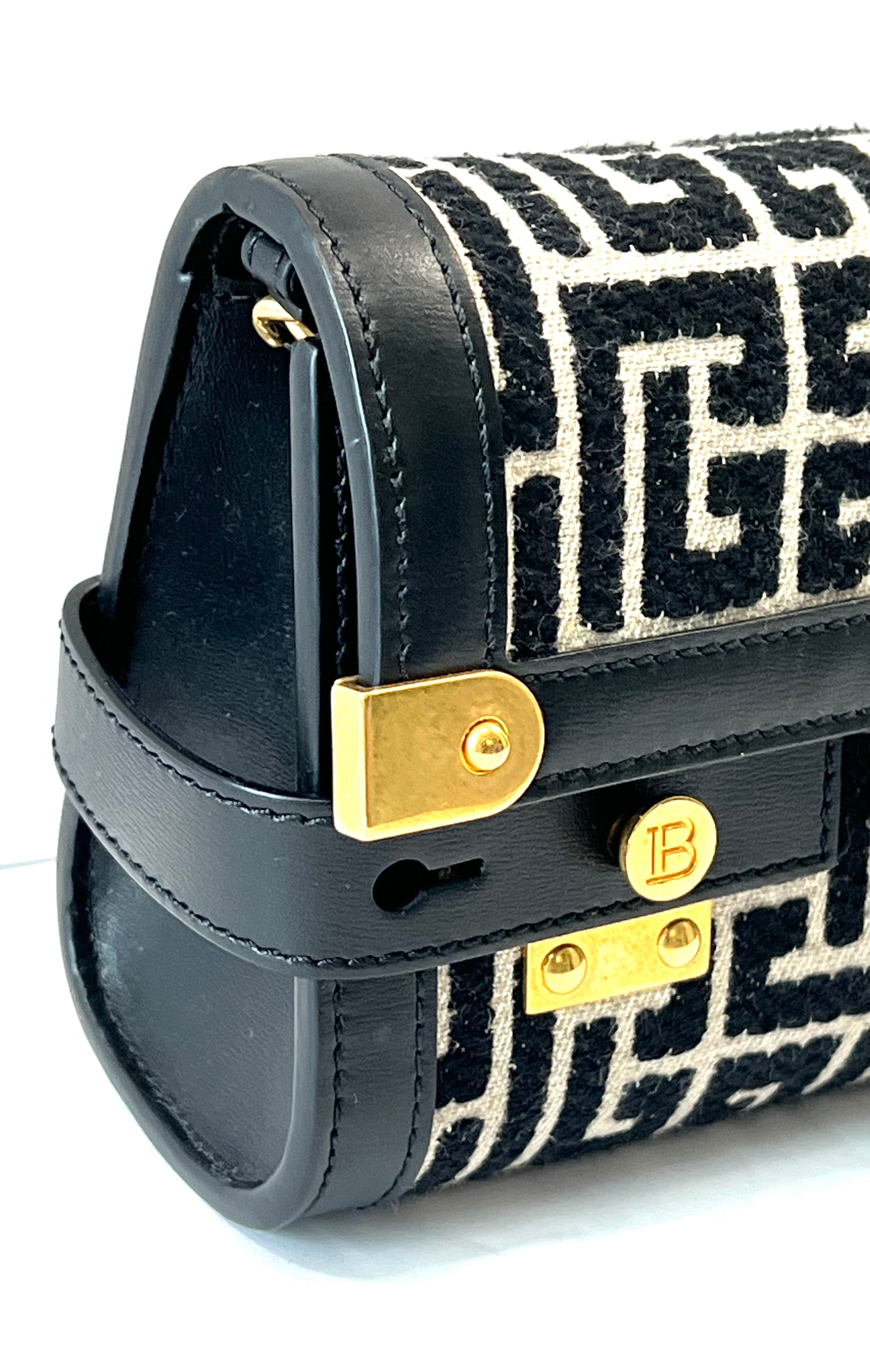 BALMAIN B-BUZZ 23 SMALL JACQUARD CROSSBODY BAG