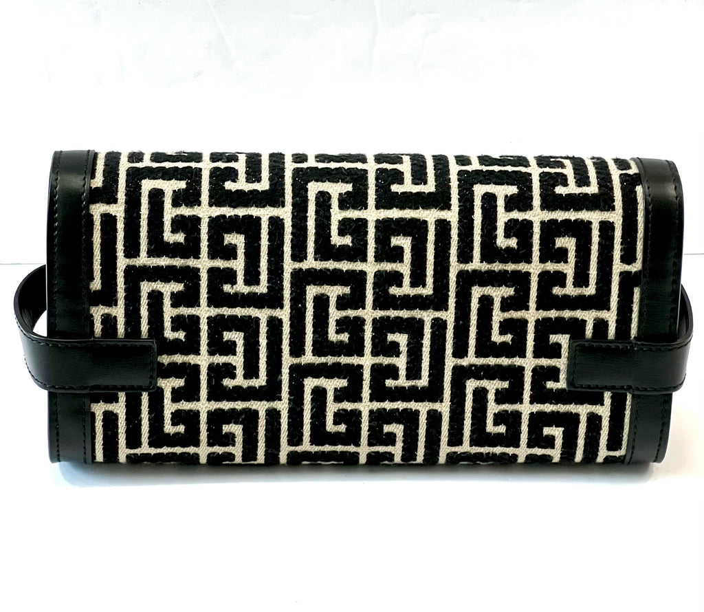 BALMAIN B-BUZZ 23 SMALL JACQUARD CROSSBODY BAG
