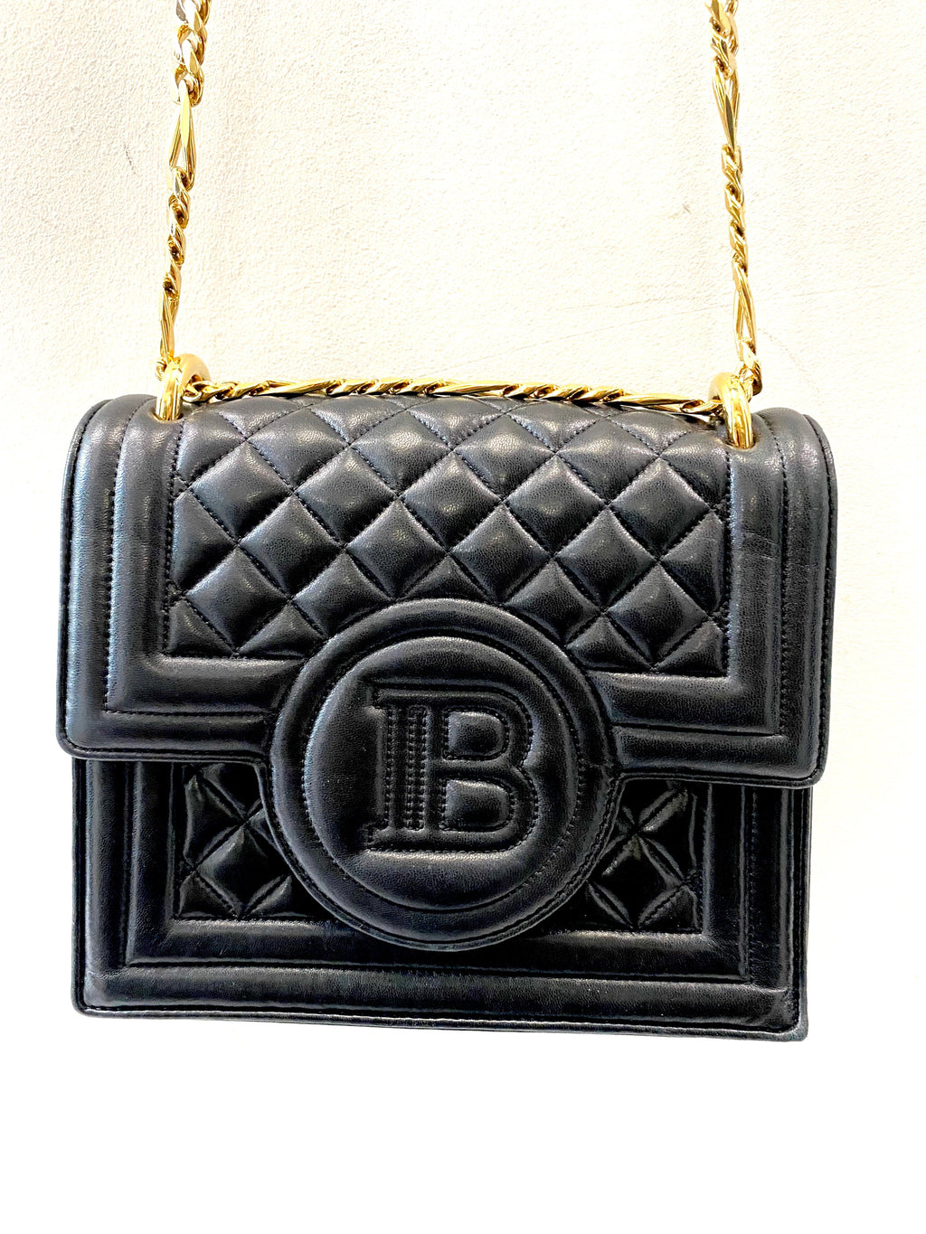 BALMAIN QUILTED LAMBSKIN B BAG 21 CROSSBODY BAG