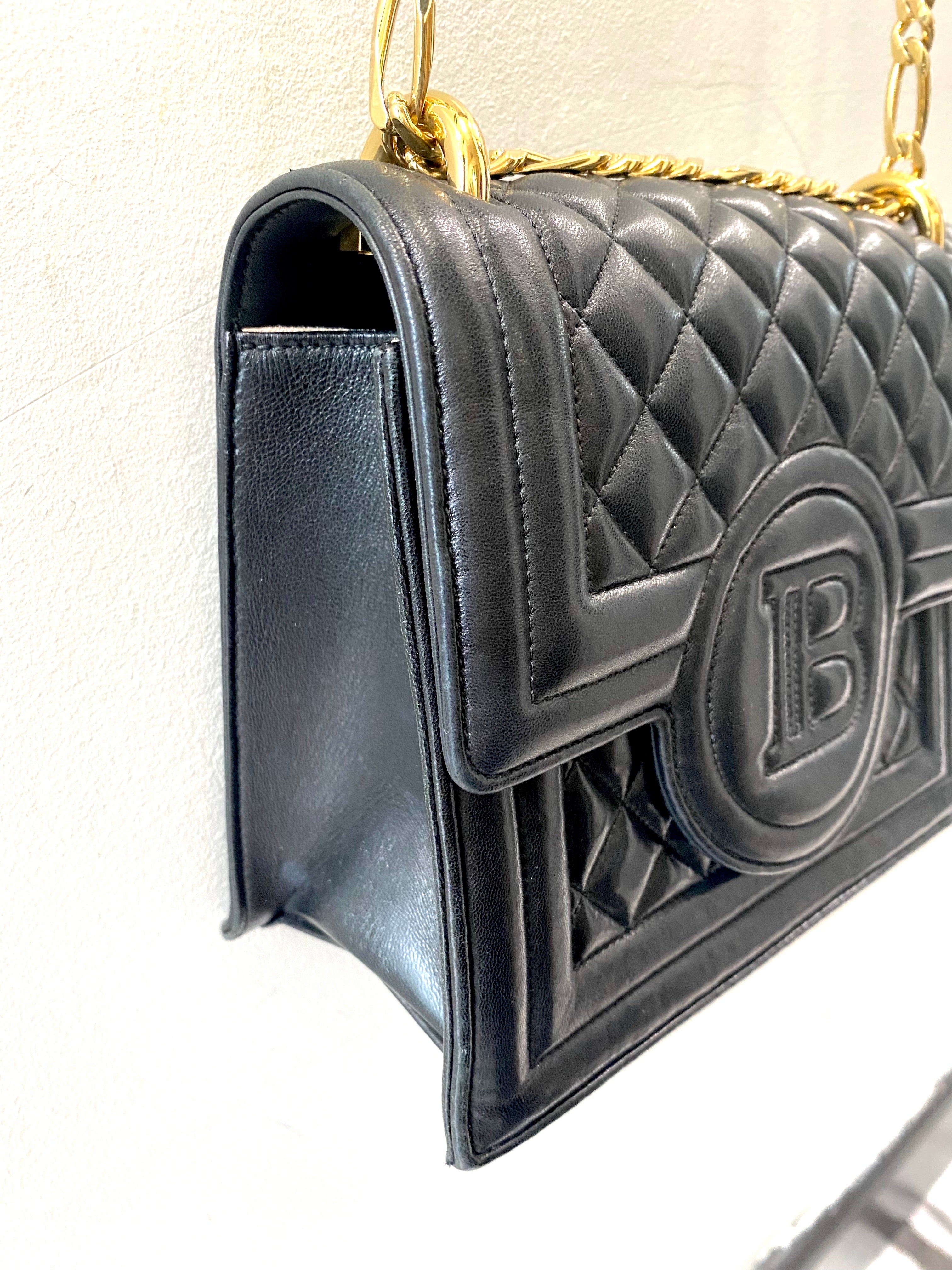 BALMAIN QUILTED LAMBSKIN B BAG 21 CROSSBODY BAG